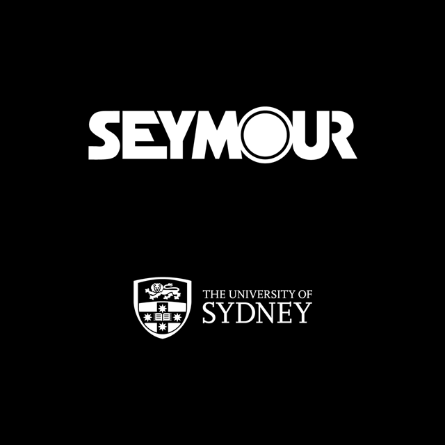 Seymour Centre logo above the University of Sydney crest on black